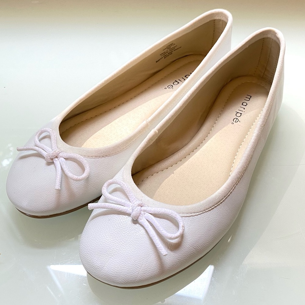 Maripé White Leather Ballet Flats 7US